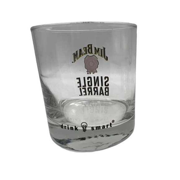 Pair Jim Beam Single Barrel Whiskey Glass Lowball Rocks 3.25" Drink Smart - Picture 3 of 5